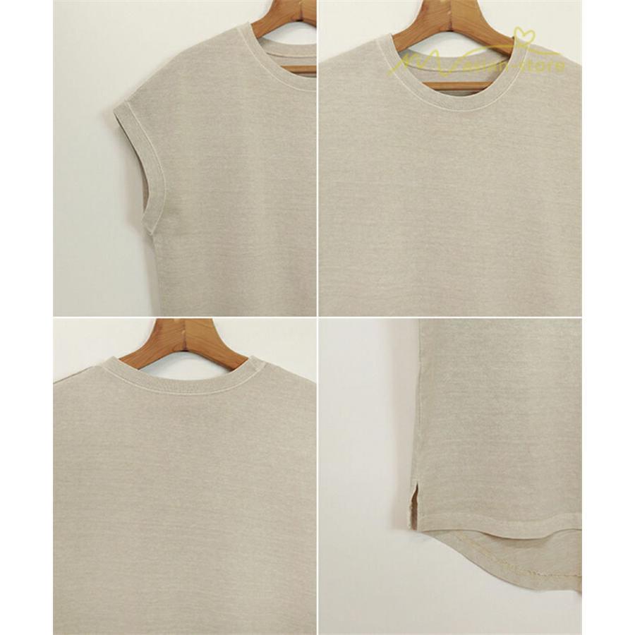 tシャツ・カットソー | Tシャツ Tシャツ レディース トップス ピグメント加工 フレンチスリーブ Tシャツ カットソー スリット 半袖 カジュアル 女性着 無地 普段 トップス シンプル
