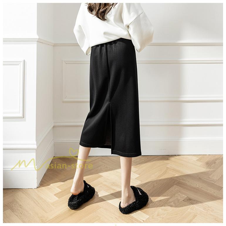 スカート | レディース 無地 カジュアル ひざ下丈 きれいめ 秋冬コーデ エレガント 通勤 通学 20代 Aライン40代 30代 ウエストゴム 50代 ゆったり