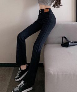 デニム | ハイウエスト デニムパンツ スリット韓国