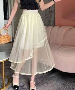 フレアスカート | チュールスカート アシンメトリー 韓国風