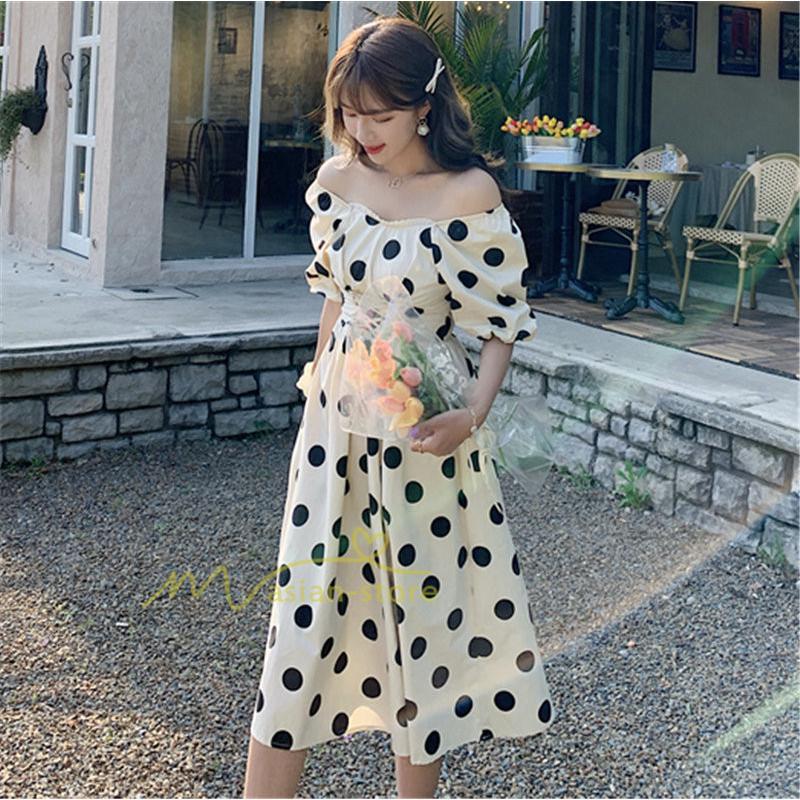 マキシ | ワンピース レディース チュニック 半袖 楽ちん 大きいサイズ 体型カバー ドット柄 カジュアル お出かけ ファッション 着痩せ 20代30代40代 エレガント 夏物