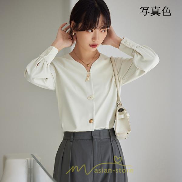 シャツ・ブラウス | ブラウス レディース シャツ トップス Vネック 長袖シャツ 無地 オフィス カジュアル おしゃれ 通勤 お仕事 フォーマル 上品 20代30代40代50代 可愛い