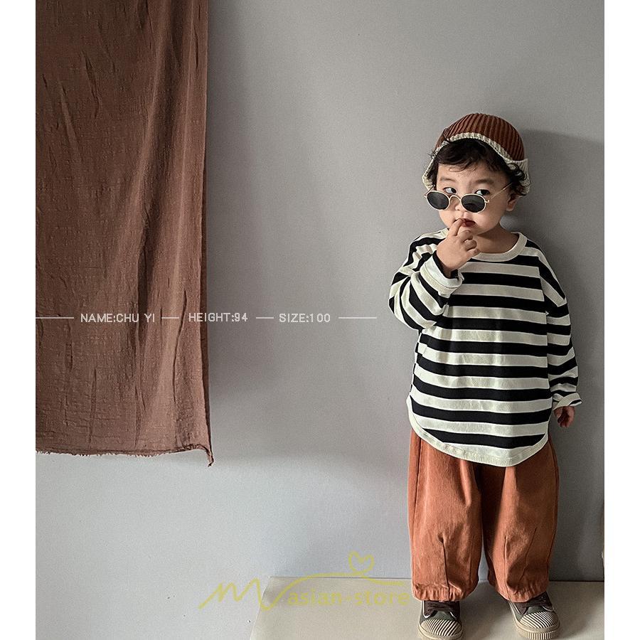 衣装 服 | 子供服 長袖Tシャツ キッズ 男の子 女の子 ロンT トップス 長袖 コットン 春 秋 カジュアル ボーダー柄 ナチュラル 可愛い 男女兼用