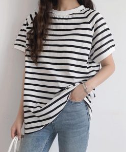 ｔシャツ・カットソー | カットソー チュニック レディース トップス 体型カバー シンプル Tシャツ きれいめ ストライプ柄 半袖 夏物 カジュアル 20代30代40代50代 ゆったり 通勤通学