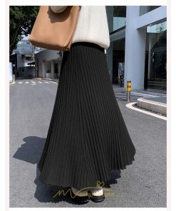 スカート | レディース プリーツ秋 冬 ロング マキシ 落ち感 ウエストゴム ハイウエスト ニット 秋冬コーデ あったか きれいめ おしゃれ カジュアル