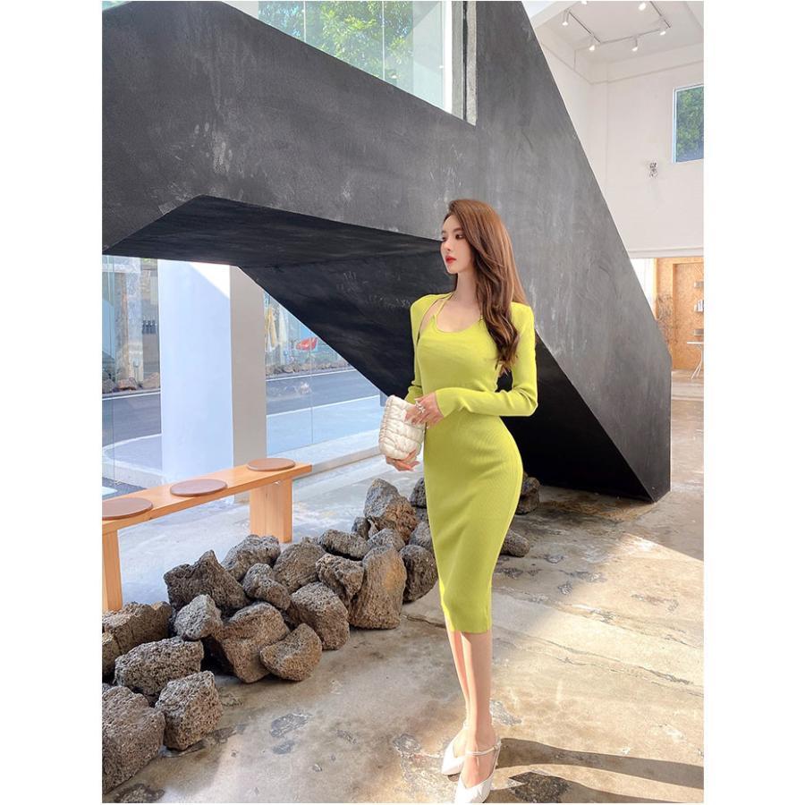 タイト | ニットワンピース長袖 タイトワンピース ストレッチワンピース 長袖ワンピース 膝丈 スリム お呼ばれ セクシーワンピース 上品 高級感 美ライン
