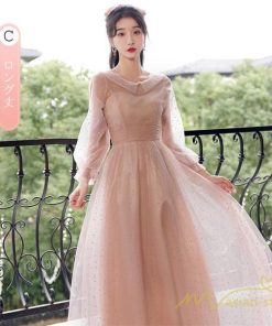 大人 | パーティードレス 結婚式 服装 ドレス フォーマル ワンピース 韓国 ロング丈 体型カバー 顔合わせ お呼ばれ 20代 謝恩会 袖あり 同窓会 40代 披露宴 成人式