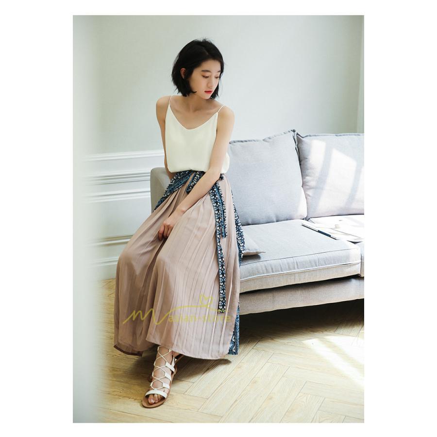 スカート | マキシロング ワイド フレア ゆったり バイカラー 春 夏 秋 冬 レディース 体系カバー Aライン プリーツシフォン 20代30代40代50代