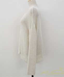 ニット・セーター | ニット サマーニット レディース トップス カットソー ニットソー Vネック 透かし編み 長袖 クルーネック Tシャツ ゆる 薄手 Tシャツ カジュアル リラックス