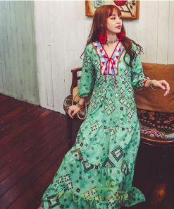 マキシ | ワンピース 個性的 ロングワンピース マキシワンピース エスニック 幾何学柄 リゾート ワンピ カジュアル 春夏 20代30代40代50代 ゆったり 大人 体型カバー