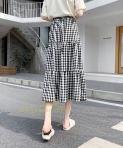 スカート | チェック柄 ロング丈 フレア ボトムス レディース おすすめ おしゃれ ブラック フリーサイズ カジュアル お出かけ 通勤通学 着痩せ 20代30代40代50代