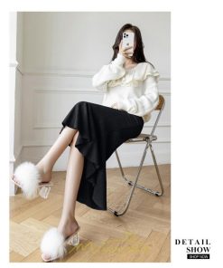 スカート | ニットレディース ボトムス ロング丈 ミモレ丈 ウエストゴム Aライン タイト マーメイド 楽チン 秋冬 韓国風 かわいい 着痩せ お出かけ デート