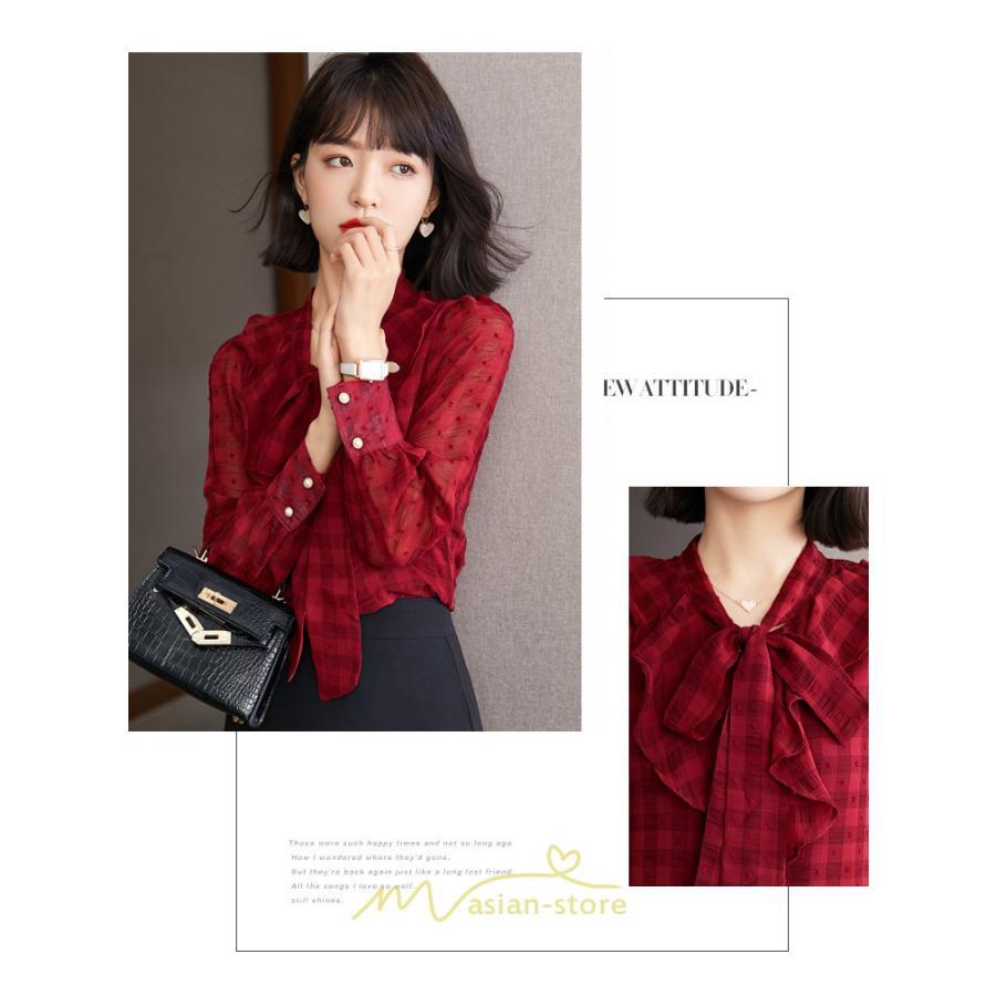 シャツ・ブラウス | シャツ ブラウス 春 秋 冬 シフォン 長袖 レディース フォーマル 通勤 OL オフィス ビジネス カジュアル リボン 綺麗 可愛い おしゃれ 高級感 キレイめ