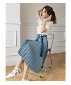 スカート | プリーツひざ下 きれいめ 上品 ハイウェスト スリット Aライン デート 黒 きれい 着痩せ 通勤 OL オシャレ ビジネス 春夏秋冬 脚長効果 オフィス