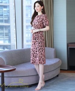 ミディアム | ワンピース レディース 着痩せ サマーワンピース 上品 カジュアルワンピース 上品 大きいサイズ 夏服 レオパード 20代 40代 30代 ミディアムワンピース 膝丈