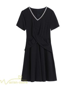 ミディアム | ワンピース Aライン レディース 着痩せ Vネック ひざ上丈 カジュアル 大きいサイズ 無地 きれいめ おしゃれ 春 夏 30代 新作 上品 サマーワンピース 40代 20代
