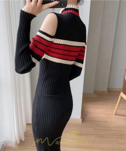 ニットワンピース | ワンピース 秋 秋服 レディース ニット ロングワンピース ロング 長袖 肩出し 秋冬 送料無料 セクシー フェミニン デート 春 お出かけ 結婚式 暖か 通勤