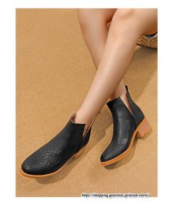 ショートブーツ | 大きいサイズ26.5cm レディース 上品 ブーツ 秋冬 春 チャンキーヒール 太ヒール シンプル ミドルヒール ブーティー 大人 スリッポン 黒ブーツ