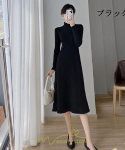 ニットワンピース | レディース 冬 きれいめ ニットフレア ロング おしゃれ タートルネック 秋冬 送料無料 通勤 可愛い おしゃれ デート 20代30代40代50代