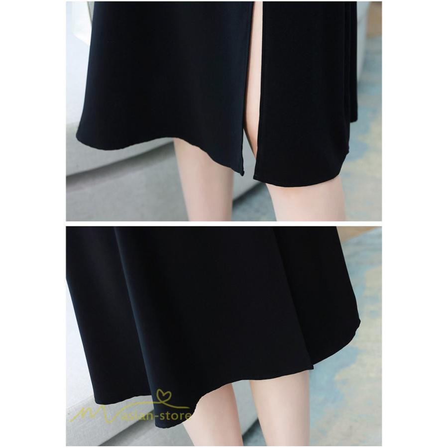 ミディアム | ワンピース レディース 着痩せ 半袖 Vネック カジュアル Aライン おしゃれ ミディアムワンピース エレガント 大きいサイズ 黒 夏 サマーワンピース 夏服 新作