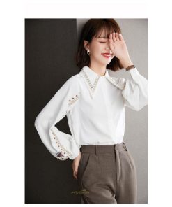 シャツ・ブラウス | ブラウス レディース シャツ トップス 白 長袖シャツ オフィス カジュアル おしゃれ シフォン 通勤 通学 オシャレ 上品 秋服 ナチュラル 可愛い キレイめ