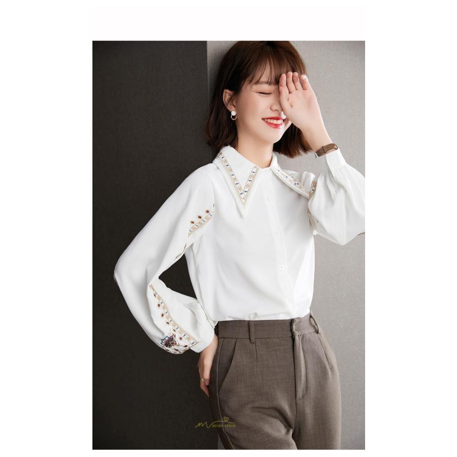 シャツ・ブラウス | ブラウス レディース シャツ トップス 白 長袖シャツ オフィス カジュアル おしゃれ シフォン 通勤 通学 オシャレ 上品 秋服 ナチュラル 可愛い キレイめ