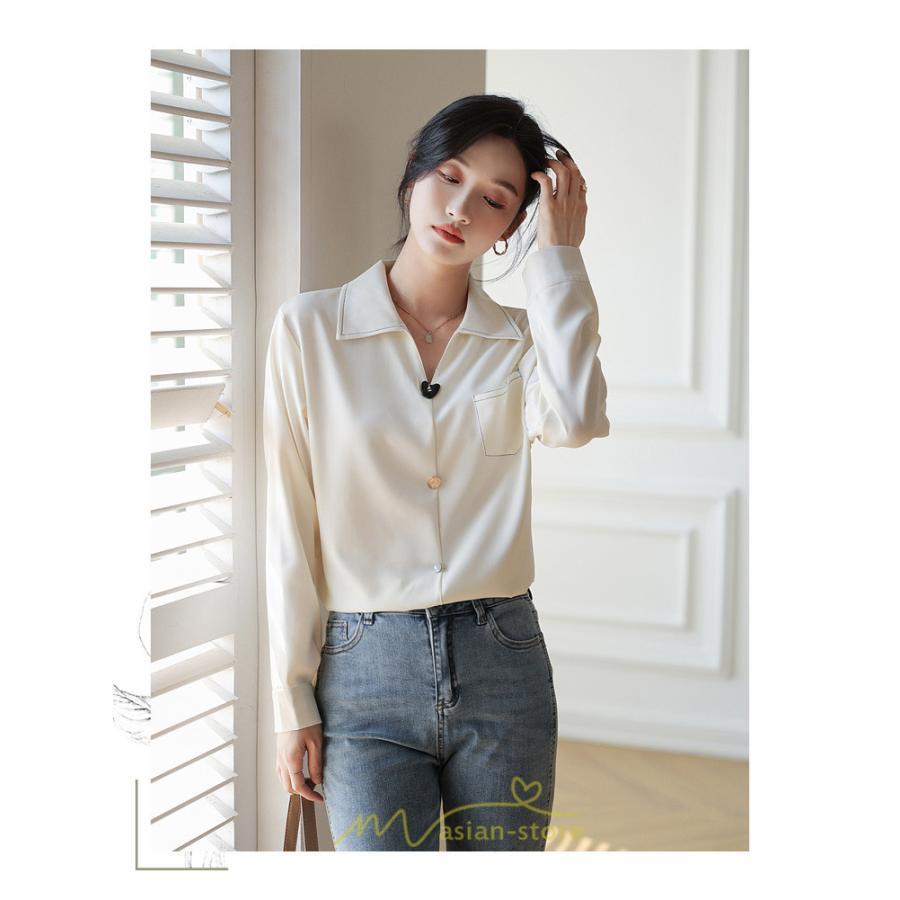 シャツ・ブラウス | ブラウス トップス レディース Vネック秋 シンプル 着回し カジュアル 通勤 オフィス お出かけ 上品 フェミニン 女子会 就活 デート お仕事 エレガント 二次会