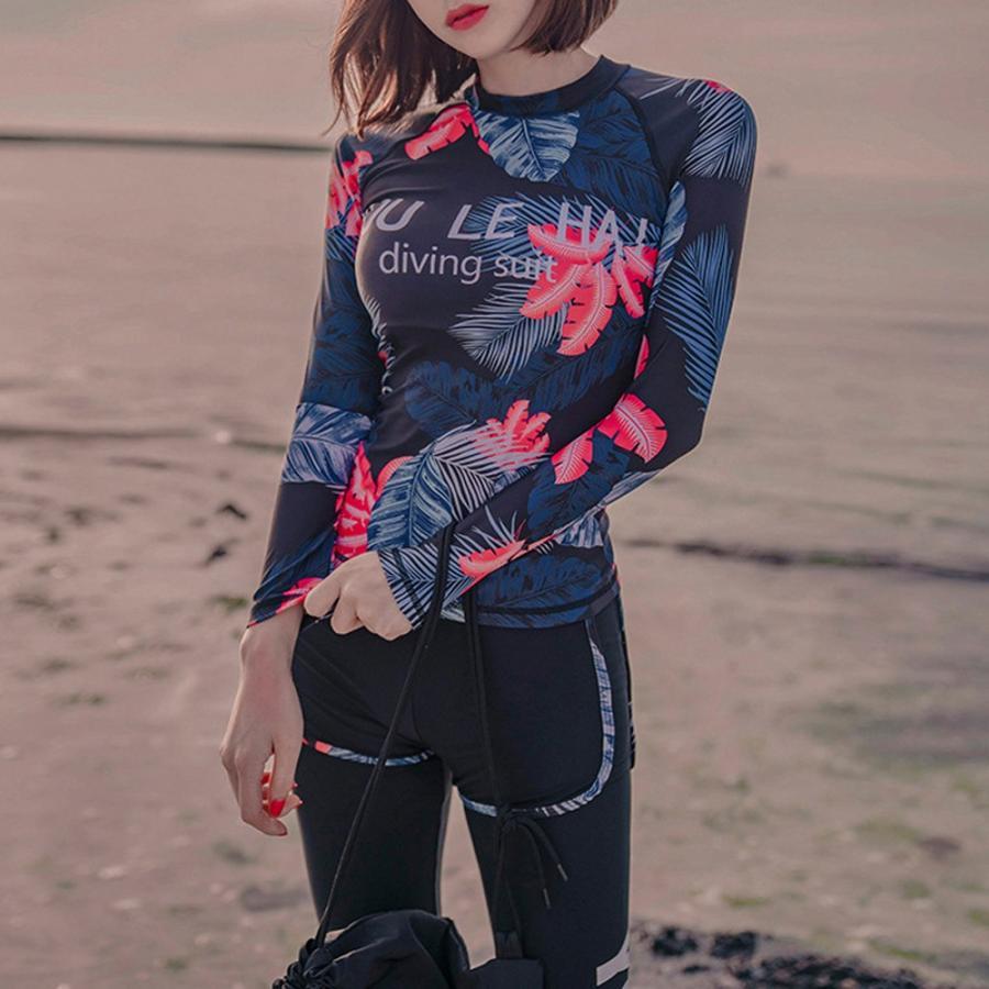 ビキニ | 長袖 タンキニ水着 スイミング フィットネス 水着 ラッシュガード 3点セット レディース パッド入り 体型カバー