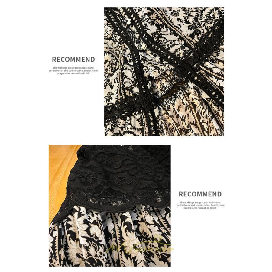 マキシ | マキシワンピース レディース ロングワンピース 大人 黒 Vネック 着痩せ フランス風 上品 高品質 きれいめ シフォン レース 人気 パーティー 二次会 夏秋新作