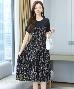 ミディアム | ワンピース Aライン レディース 着痩せ 上品 カジュアル 半袖 切り替え 小花柄 きれいめ 上品 大きいサイズ 30代 大きいサイズ 大人 20代 40代 お出かけ