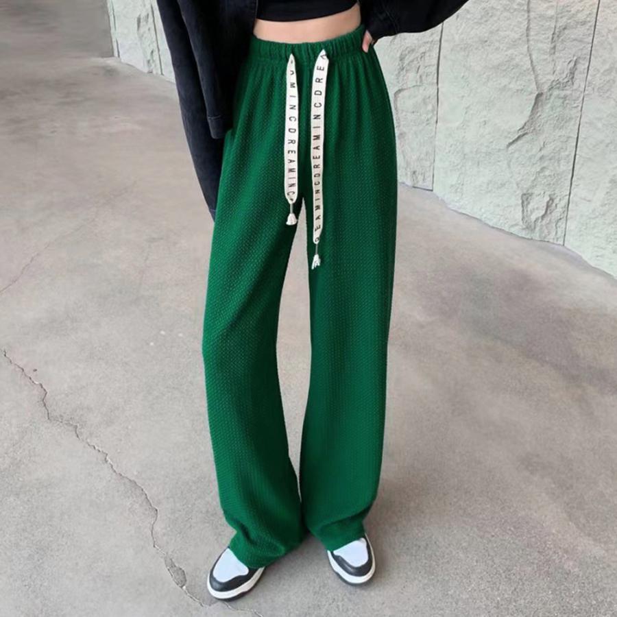 ワイドパンツ | ワッフル調ストレートパンツ レディース夏