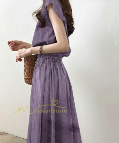 マキシ | ワンピース 半袖 夏ワンピース 20代30代 綿麻ワンピース ロングワンピース Aラインワンピース ウエストゴム リボン付き フレア 軽い 薄手 夏物 大人 40代50代