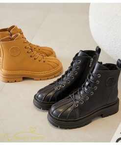 ショートブーツ | レディース ブーティー 太ヒール ブーツ ショートヒール カジュアル レースアップ 厚底 コスプレ靴 編み上げブーツ 歩きやすい 厚底ブーツ