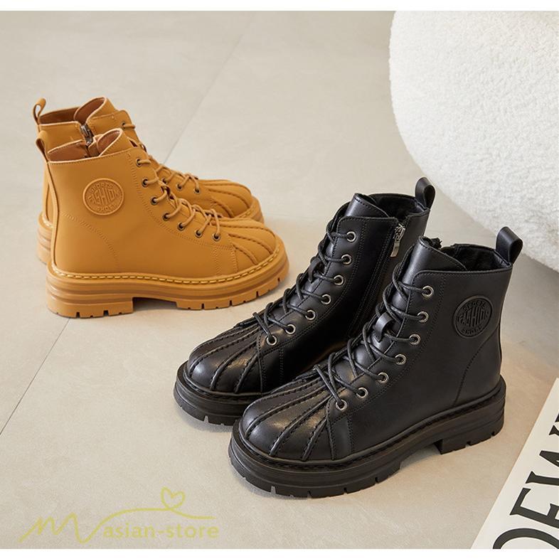 ショートブーツ | レディース ブーティー 太ヒール ブーツ ショートヒール カジュアル レースアップ 厚底 コスプレ靴 編み上げブーツ 歩きやすい 厚底ブーツ