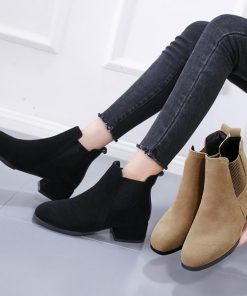 パンプス | サイドゴア レディース ローヒール靴 スエード 太ヒール ショートブーツ ブーティー 歩きやすい