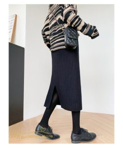 スカート | マタニティ秋 冬 レディース ニット妊婦服 産前 産後 着痩せ 裾口スリット 上品 マタニティウェア きれいめ ウエスト調整 コーデ