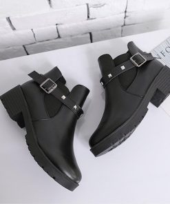 ショートブーツ | ブーティ 厚底 ショットブーツ 美脚ブーツ ローヒール 履きやすい リベット付き お洒落 サイドゴアブーツ レディース