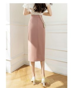 スカート | スリット入り 膝下 ひざ下 レディース ボトムス オフィス カジュアル 美脚 セクシー スリット 黒 ベージュ 脚長 ピンク ハイウエスト 通勤 春夏秋冬 OL