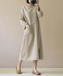 マキシ | ゆるワンピース Tシャツワンピース 秋 ゆったり 着痩せ 長袖 レディース 無地 30代 40代 50代 大きいサイズ 体型カバー クルーネック 20代 シンプル ポケット