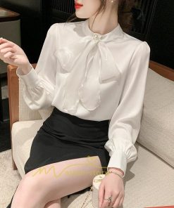 シャツ・ブラウス | ブラウス レディース きれいめ 40代 春夏秋新作 オシャレブラウス リボンネック 長袖トップス 大人 通勤OL カジュアル 50代 ゆったり エレガント シャツ30代