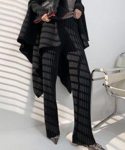 ワイドパンツ | リブニットパンツ リラックスパンツ厚手