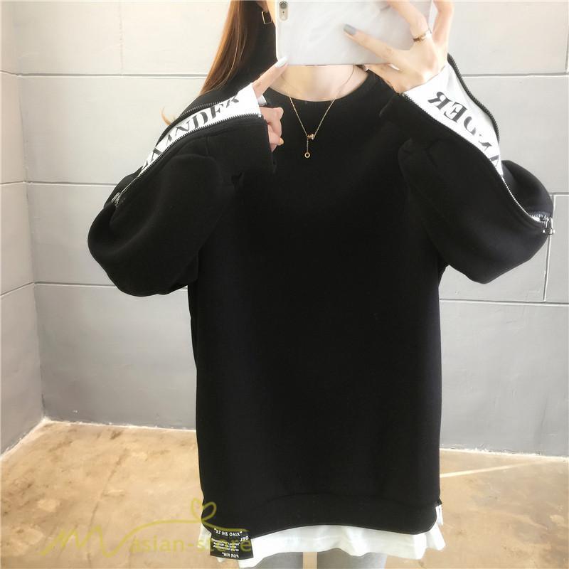 パーカー | トレーナー レディース 秋物 長袖フェイク ロングT 重ね着風 スウェット トップス 秋服 ゆったり 秋冬 大人 プルオーバー 20代30代40代50代60代