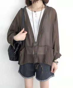 カーディガン | レディース UVカットー 初秋 秋新作 コーデ 冷え防止 羽織 ボタン Vネック 無地 長袖 7色 フリーサイズ かわいい 春 夏 秋 透け感 体型カバー