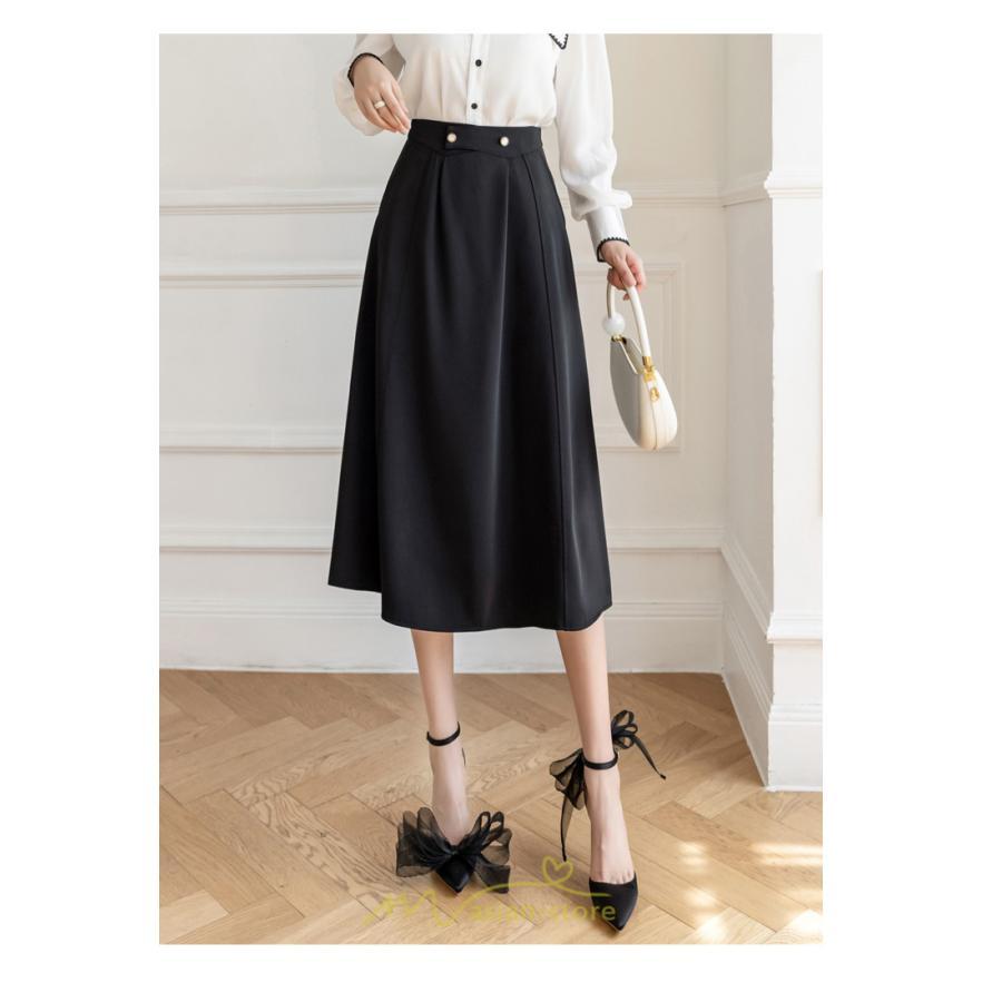 スカート | レディース ボトムス ロング丈 ミモレ丈 Aライン 楽チン 大人 きれいめ 20代 30代 40代 通勤 脚長効果 OL オシャレ 上品 ビジネス オフィス