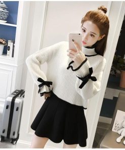 ニット・セーター | 短納期ニット ニットセーター ニットソー レディース セーター リボン フレアスリーブ 長袖 可愛い トップス 肌触りよい プルオーバー タートルネック