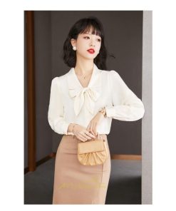 シャツ・ブラウス | ブラウス シャツ  秋 秋服 レディース 蝶結び リボン 春 秋 新作 シフォン 長袖 ゆったり 可愛い お出かけ 通勤 エレガント カジュアル おしゃれ キレイめ