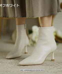 ブーツ | ショートブーティー ハイヒール レディース 可愛い おしゃれ 靴 美脚 脚長 通勤 秋 冬 サイドジッパー パンプス 大人 ピンヒール 高級感