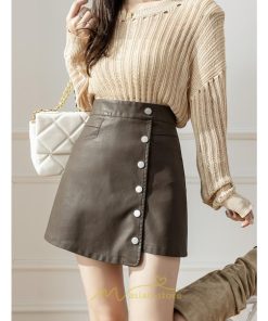 スカート | ミニレザーレディース  タイト 秋 冬 Aライン ハイウエスト おしゃれ フェイクレザー 新作 オシャレ 2022 可愛い 着痩せ