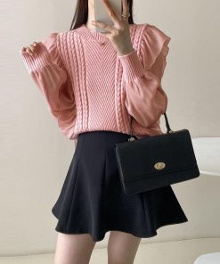 ニット・セーター | フリルニットトップス レディース 韓国風