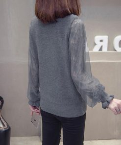 ニット・セーター | ニットセーター カットソー バルーン袖 袖チュール切り替え レディース 長袖 おしゃれ ニットトップス プルオーバー